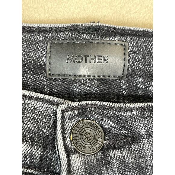 Mother Jeans Womens 24 Black The Runaway Flared Raw Hem Leg Stretch Slim Fit - Picture 3 of 14